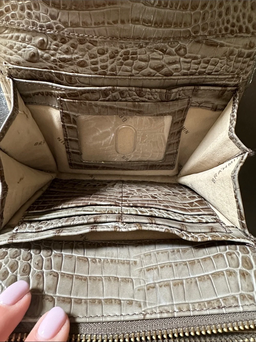 Brahmin Croc-Embossed Leather Crossbody Bag with Gold Hardware